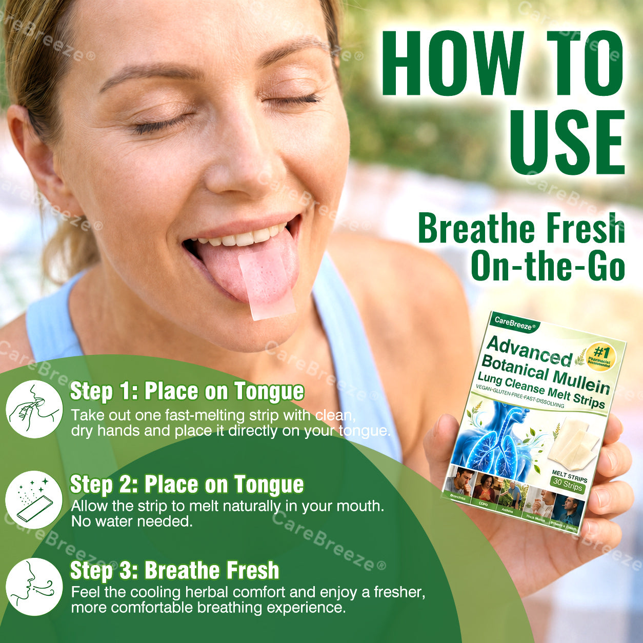 -CareBreeze® Advanced Botanical Mullein Lung Cleanse Melt Strips