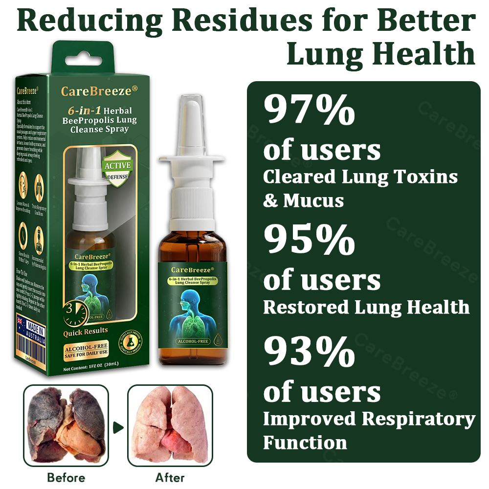 💖💖🇦🇺 Official Store:CareBreeze® 6-in-1 Herbal BeePropolis Lung Cleanse Spray🐝（👨‍⚕️Directly acts on COPD, asthma, chronic bronchitis (CB), respiratory infections, lung cancer, sinusitis, and other conditions）