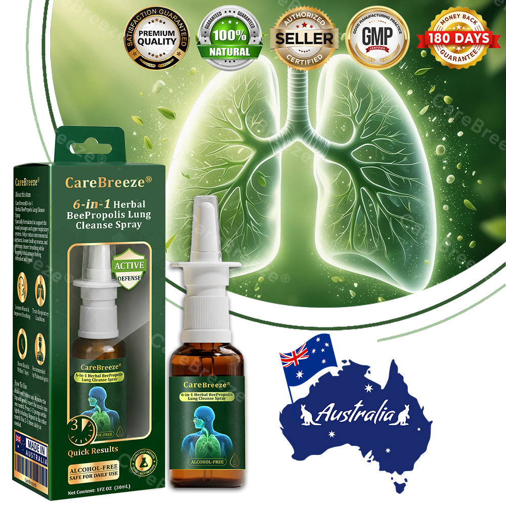 💖💖🇦🇺 Official Store:CareBreeze® 6-in-1 Herbal BeePropolis Lung Cleanse Spray🐝（👨‍⚕️Directly acts on COPD, asthma, chronic bronchitis (CB), respiratory infections, lung cancer, sinusitis, and other conditions）
