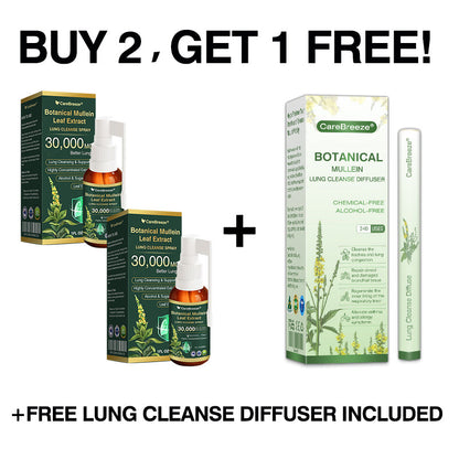 🛡️✅Official Store:CareBreeze® Botanical Mullein Leaf Extract Lung Cleanse Spray🫁（👨‍⚕️Directly acts on COPD, asthma, chronic bronchitis (CB), respiratory infections, lung cancer, sinusitis, and other conditions）
