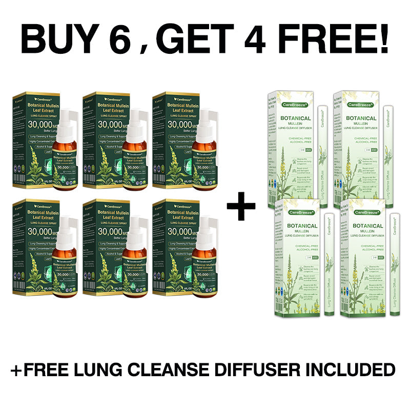 🛡️✅Official Store:CareBreeze® Botanical Mullein Leaf Extract Lung Cleanse Spray🫁（👨‍⚕️Directly acts on COPD, asthma, chronic bronchitis (CB), respiratory infections, lung cancer, sinusitis, and other conditions）