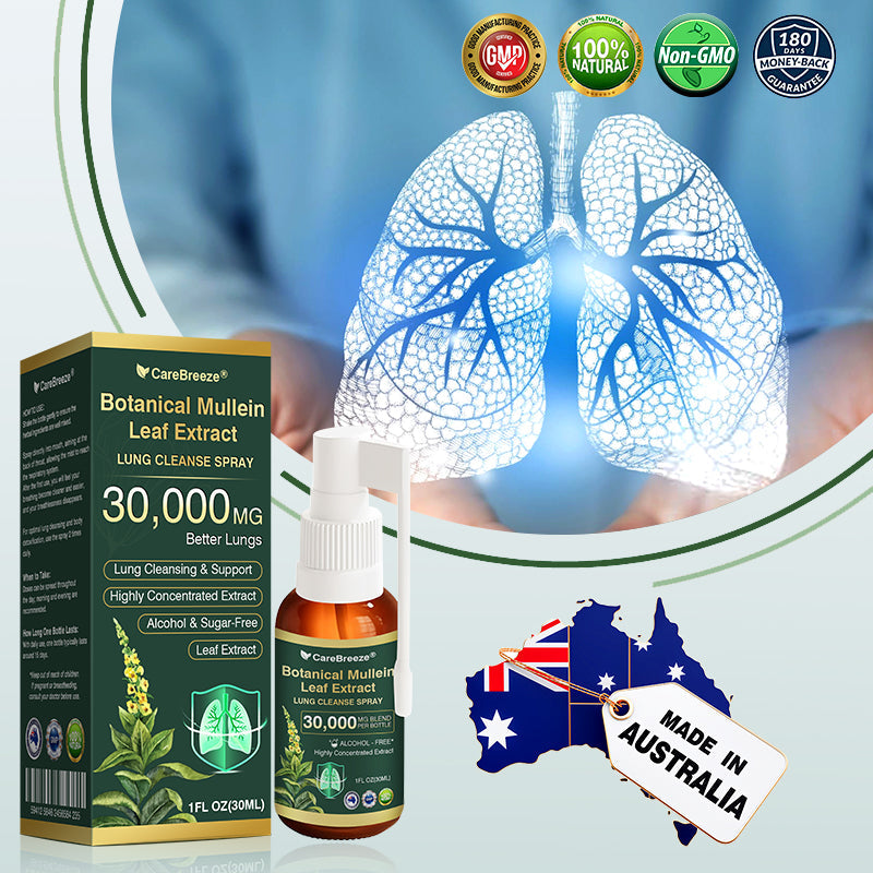 🛡️✅Official Store:CareBreeze® Botanical Mullein Leaf Extract Lung Cleanse Spray🫁（👨‍⚕️Directly acts on COPD, asthma, chronic bronchitis (CB), respiratory infections, lung cancer, sinusitis, and other conditions）