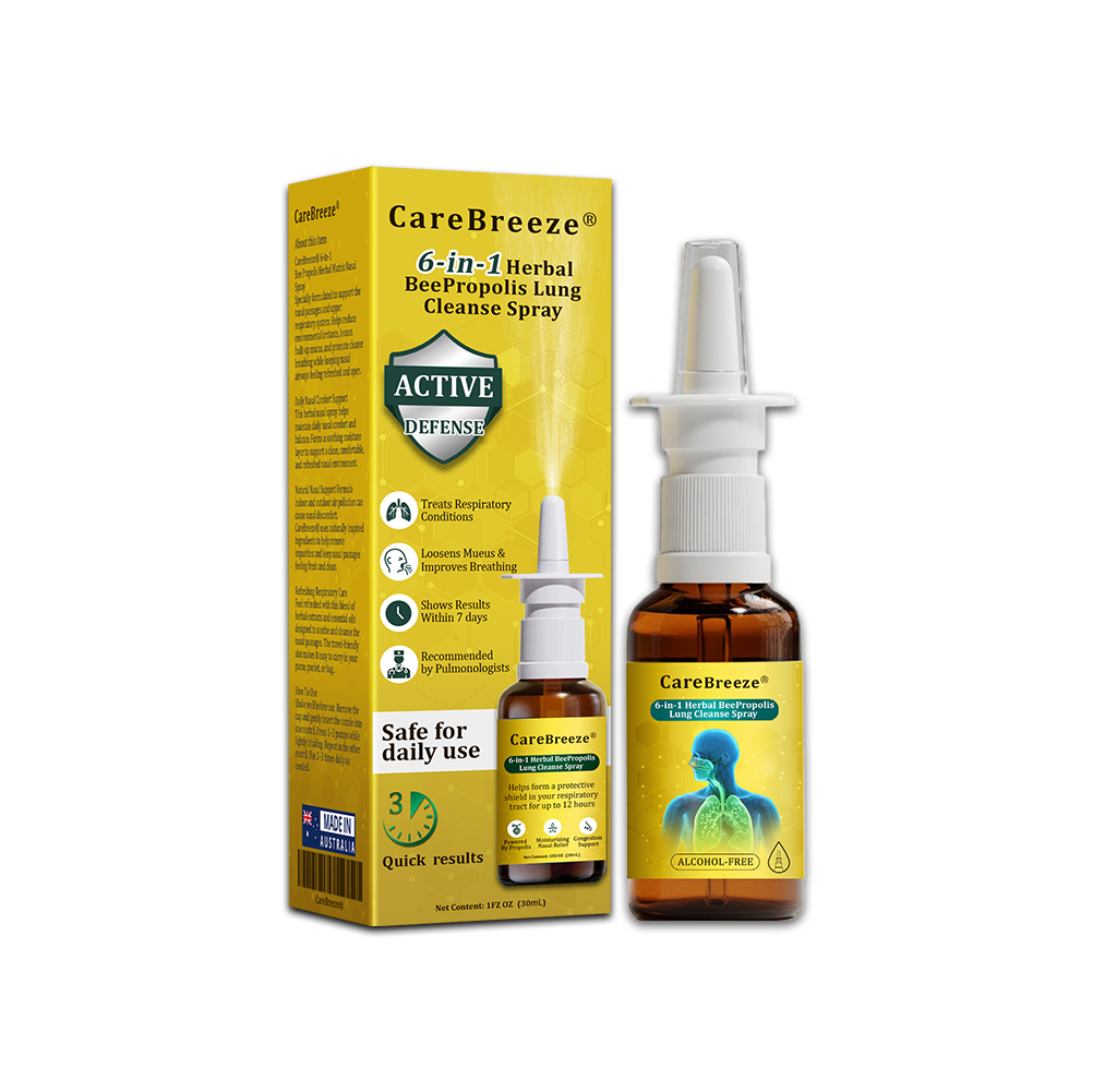🐝AU Official Store:CareBreeze® 6-in-1 Herbal BeePropolis Lung Cleanse Spray（👨‍⚕️Directly acts on COPD, asthma, chronic bronchitis (CB), respiratory infections, lung cancer, sinusitis, and other conditions）