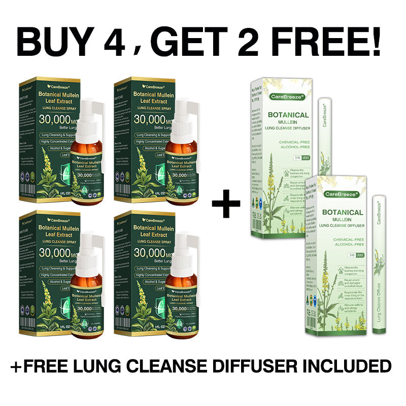 🛡️✅Official Store:CareBreeze® Botanical Mullein Leaf Extract Lung Cleanse Spray🫁（👨‍⚕️Directly acts on COPD, asthma, chronic bronchitis (CB), respiratory infections, lung cancer, sinusitis, and other conditions）