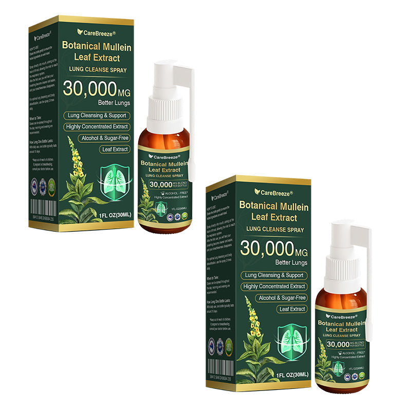 🛡️✅Official Store:CareBreeze® Botanical Mullein Leaf Extract Lung Cleanse Spray🫁（👨‍⚕️Directly acts on COPD, asthma, chronic bronchitis (CB), respiratory infections, lung cancer, sinusitis, and other conditions）
