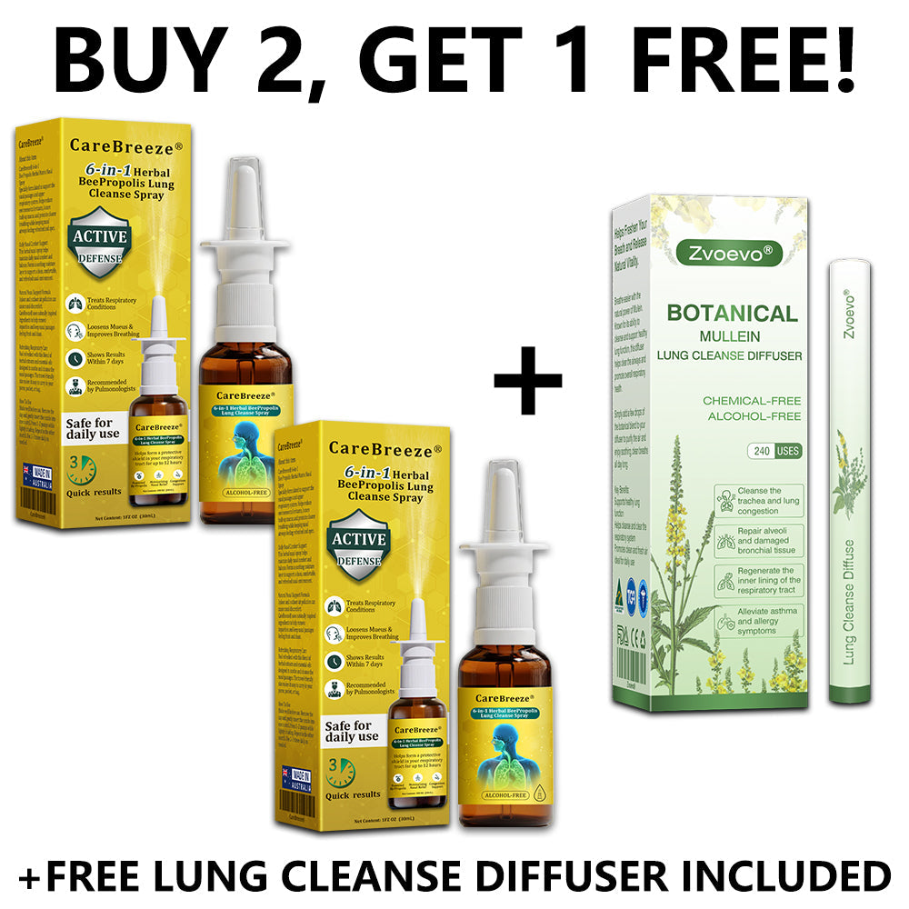 🐝AU Official Store:CareBreeze® 6-in-1 Herbal BeePropolis Lung Cleanse Spray（👨‍⚕️Directly acts on COPD, asthma, chronic bronchitis (CB), respiratory infections, lung cancer, sinusitis, and other conditions）