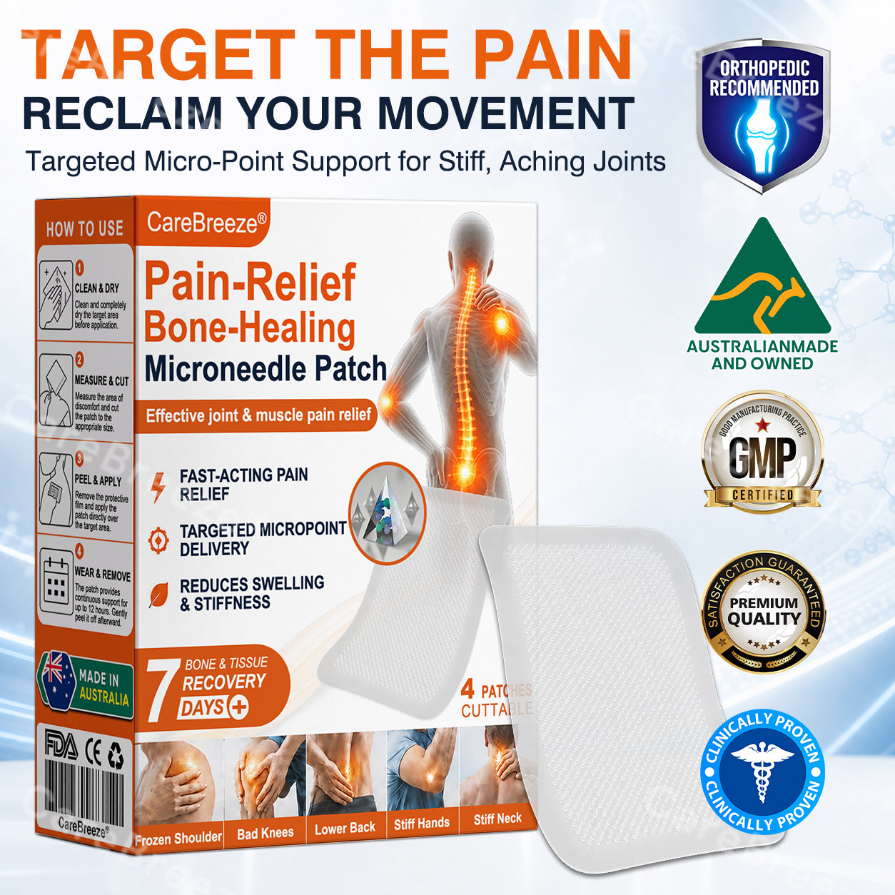 🦵✅🇦🇺 CareBreeze® Pain-Relief Bone-Healing Microneedle Patch(🧑‍⚕️Reducing joint swelling, pain, stiffness, redness, warmth, soreness, and joint fatigue)