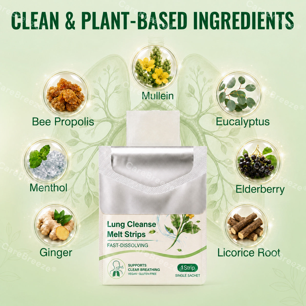 🇦🇺 ✅CareBreeze® Advanced Botanical Mullein Lung Cleanse Melt Strips（👨‍⚕️Directly acts on COPD, asthma, chronic bronchitis (CB), respiratory infections, lung cancer, sinusitis, and other conditions）