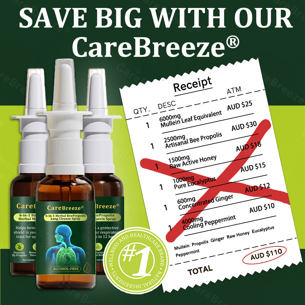 💖💖🇦🇺 Official Store:CareBreeze® 6-in-1 Herbal BeePropolis Lung Cleanse Spray🐝（👨‍⚕️Directly acts on COPD, asthma, chronic bronchitis (CB), respiratory infections, lung cancer, sinusitis, and other conditions）