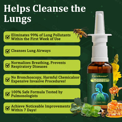 💖💖🇦🇺 Official Store:CareBreeze® 6-in-1 Herbal BeePropolis Lung Cleanse Spray🐝（👨‍⚕️Directly acts on COPD, asthma, chronic bronchitis (CB), respiratory infections, lung cancer, sinusitis, and other conditions）
