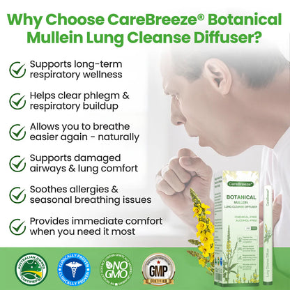 🇦🇺✅CareBreeze® Botanical Mullein Lung Cleanse Diffuser(🫁Cough, Pharyngitis, shortness of breath, sputum, stuffy nose, bronchitis, bronchitis, allergy symptoms, lung discomfort💝)
