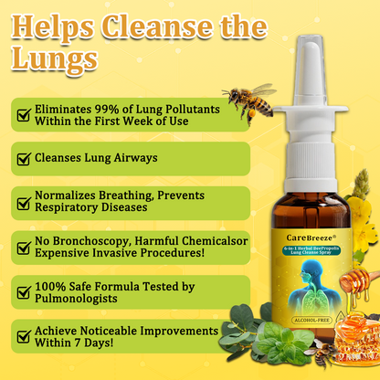 🐝AU Official Store:CareBreeze® 6-in-1 Herbal BeePropolis Lung Cleanse Spray（👨‍⚕️Directly acts on COPD, asthma, chronic bronchitis (CB), respiratory infections, lung cancer, sinusitis, and other conditions）