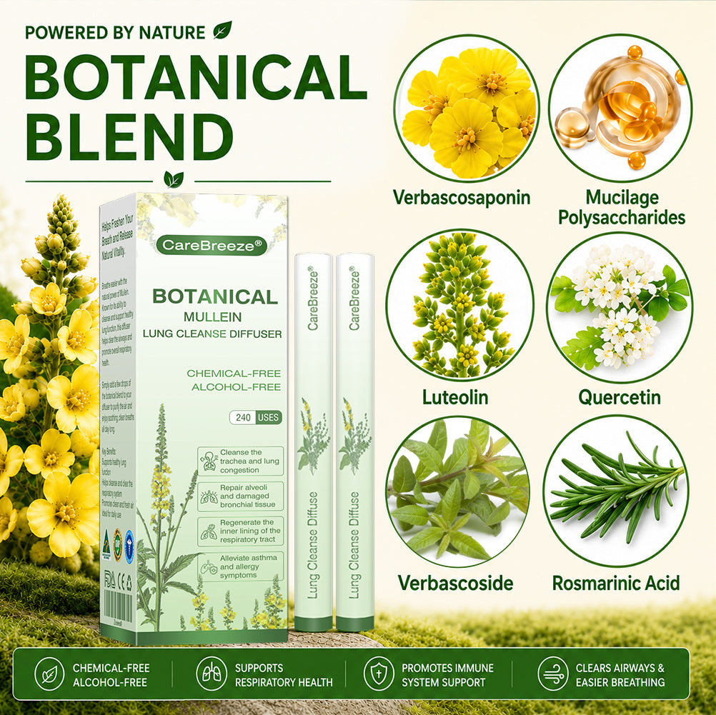 CareBreeze® Botanical Mullein Lung Cleanse Diffuser(🫁Cough, Pharyngitis, shortness of breath, sputum, stuffy nose, bronchitis, bronchitis, allergy symptoms, lung discomfort💝)