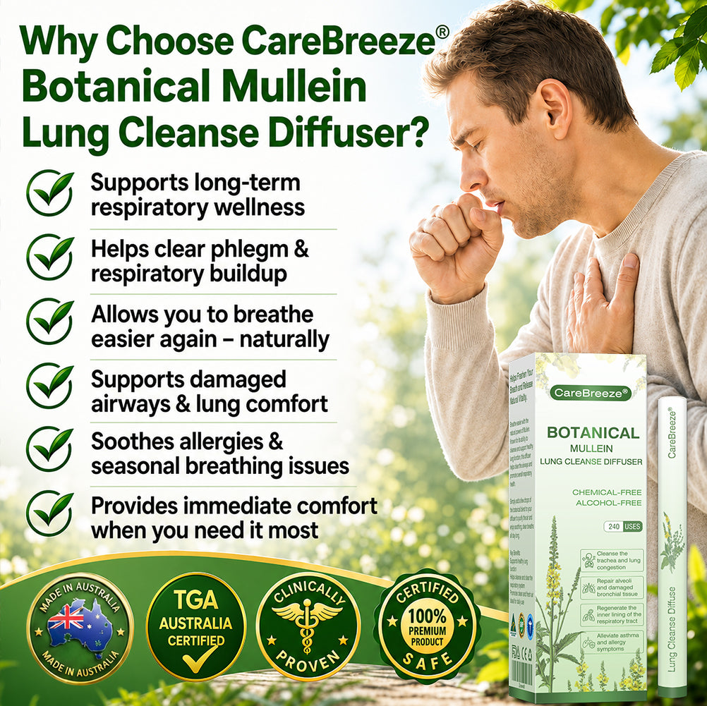 CareBreeze® Botanical Mullein Lung Cleanse Diffuser(🫁Cough, Pharyngitis, shortness of breath, sputum, stuffy nose, bronchitis, bronchitis, allergy symptoms, lung discomfort💝)