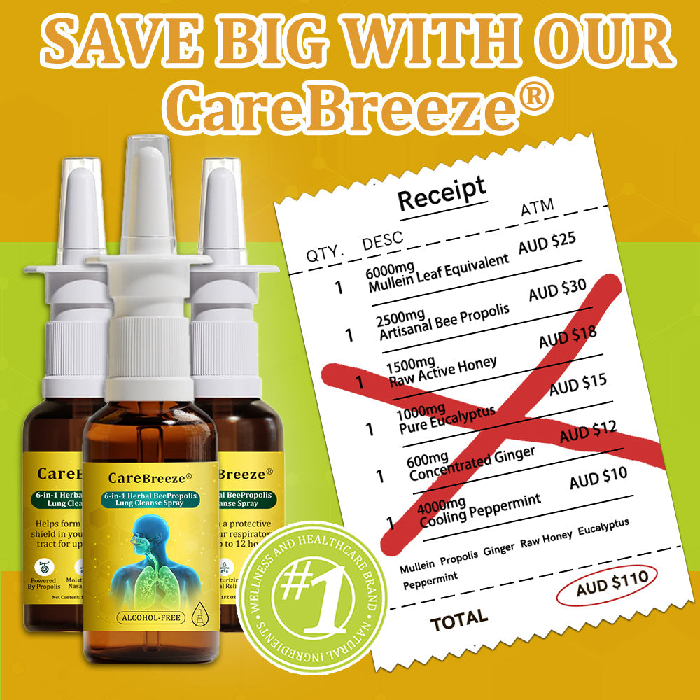 🐝AU Official Store:CareBreeze® 6-in-1 Herbal BeePropolis Lung Cleanse Spray（👨‍⚕️Directly acts on COPD, asthma, chronic bronchitis (CB), respiratory infections, lung cancer, sinusitis, and other conditions）
